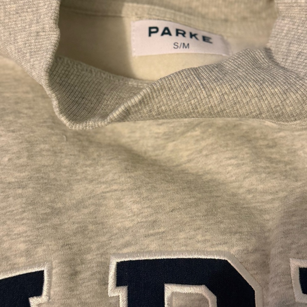 Parke small/med  Light Gray Sweatshirt with Navy Accents NEW Authentic - Picture 9 of 10